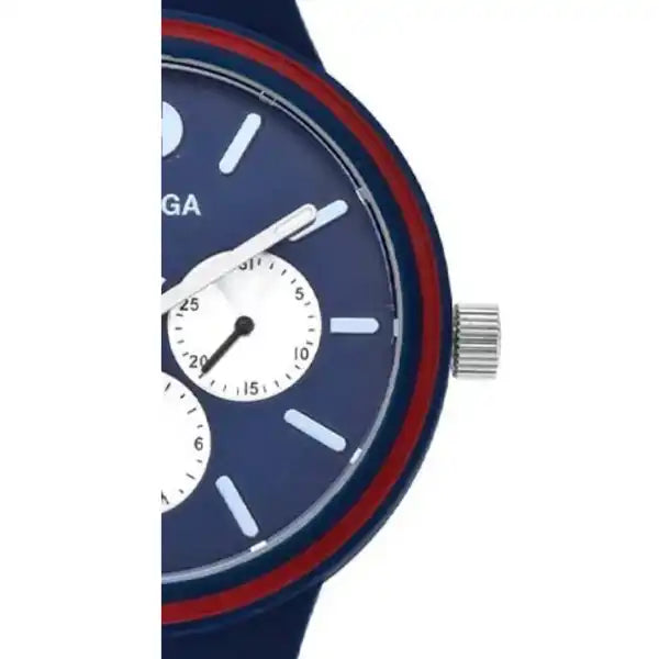 Orologio da polso cronografo blu.