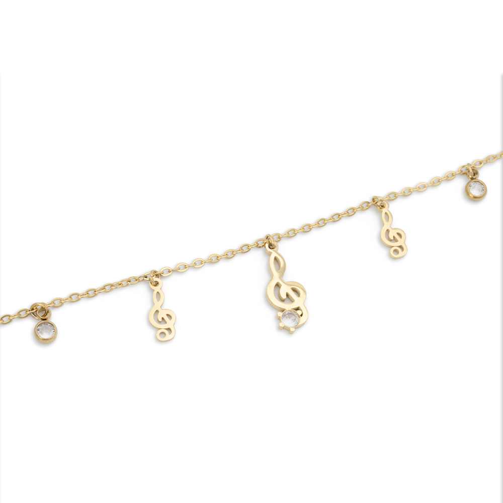 Bracciale Chiave di Violino e Gemme Gold