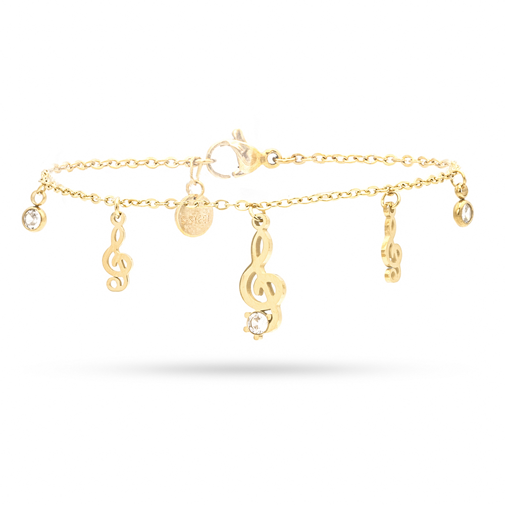 Bracciale Chiave di Violino e Gemme Gold