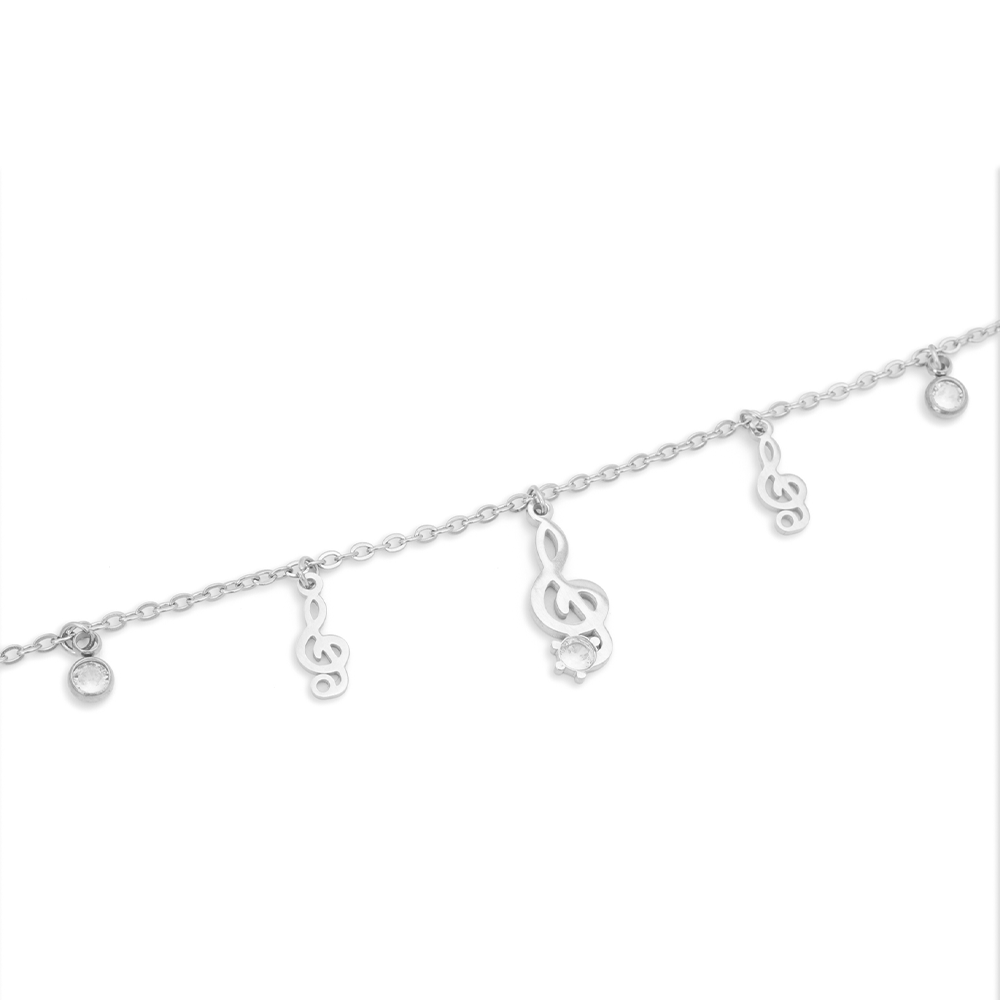 Bracciale Chiave di Violino e Gemme Silver