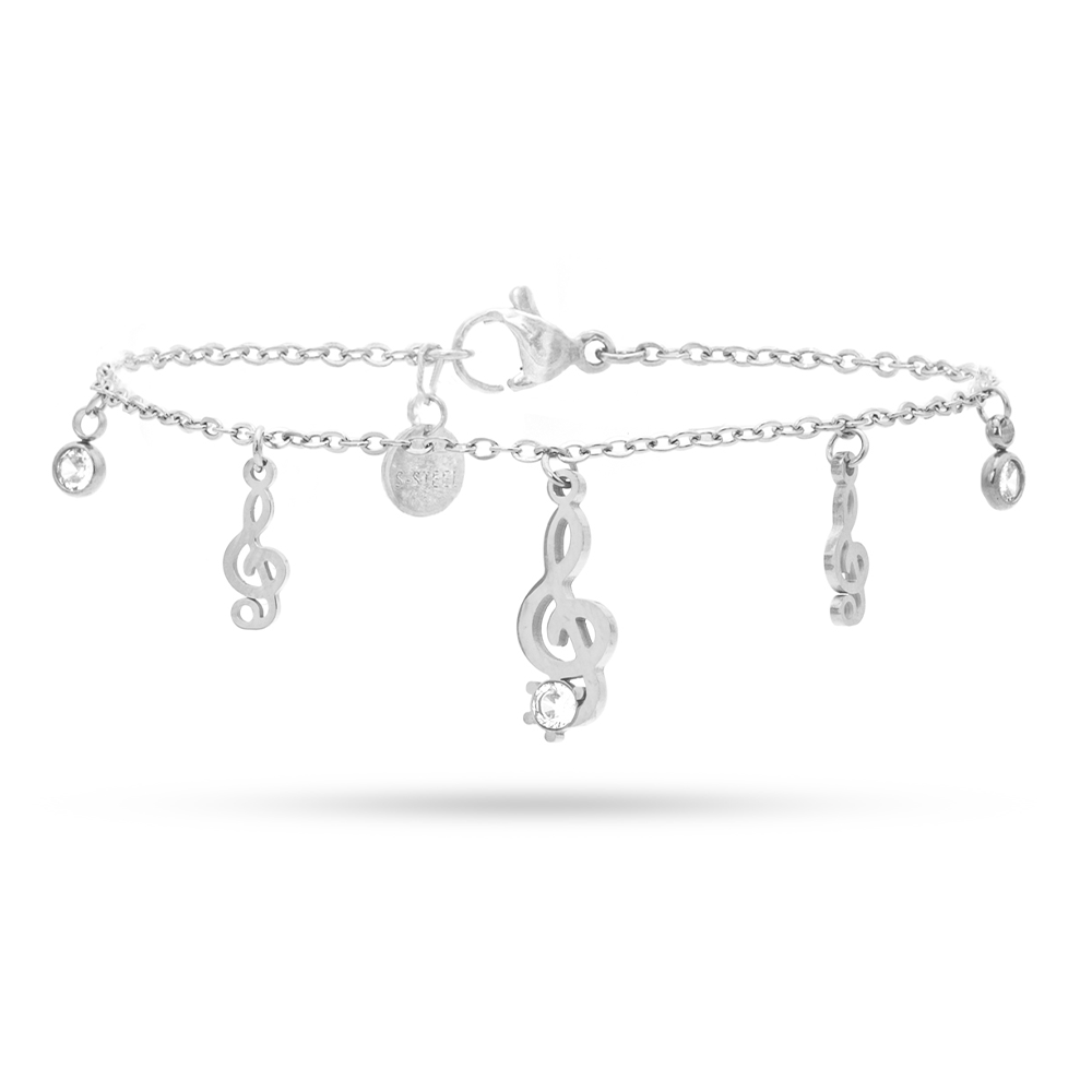 Bracciale Chiave di Violino e Gemme Silver