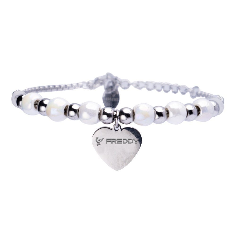 Bracciale con Perline Bianche e Cuore Silver - Bracciale
