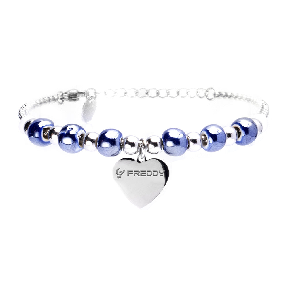 Bracciale con Perline Blu e Cuore Silver - Bracciale