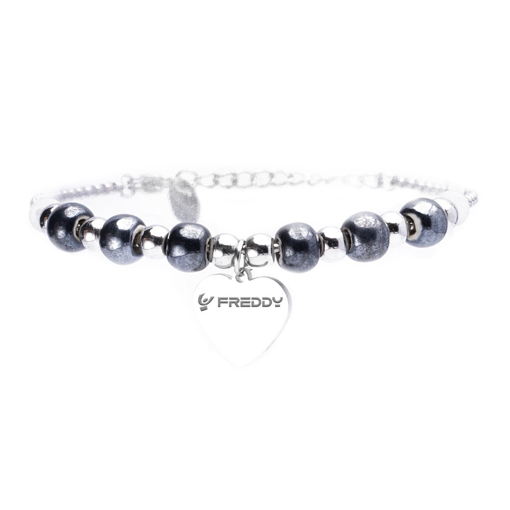 Bracciale con Perline Blu Scuro e Cuore Silver - Bracciale