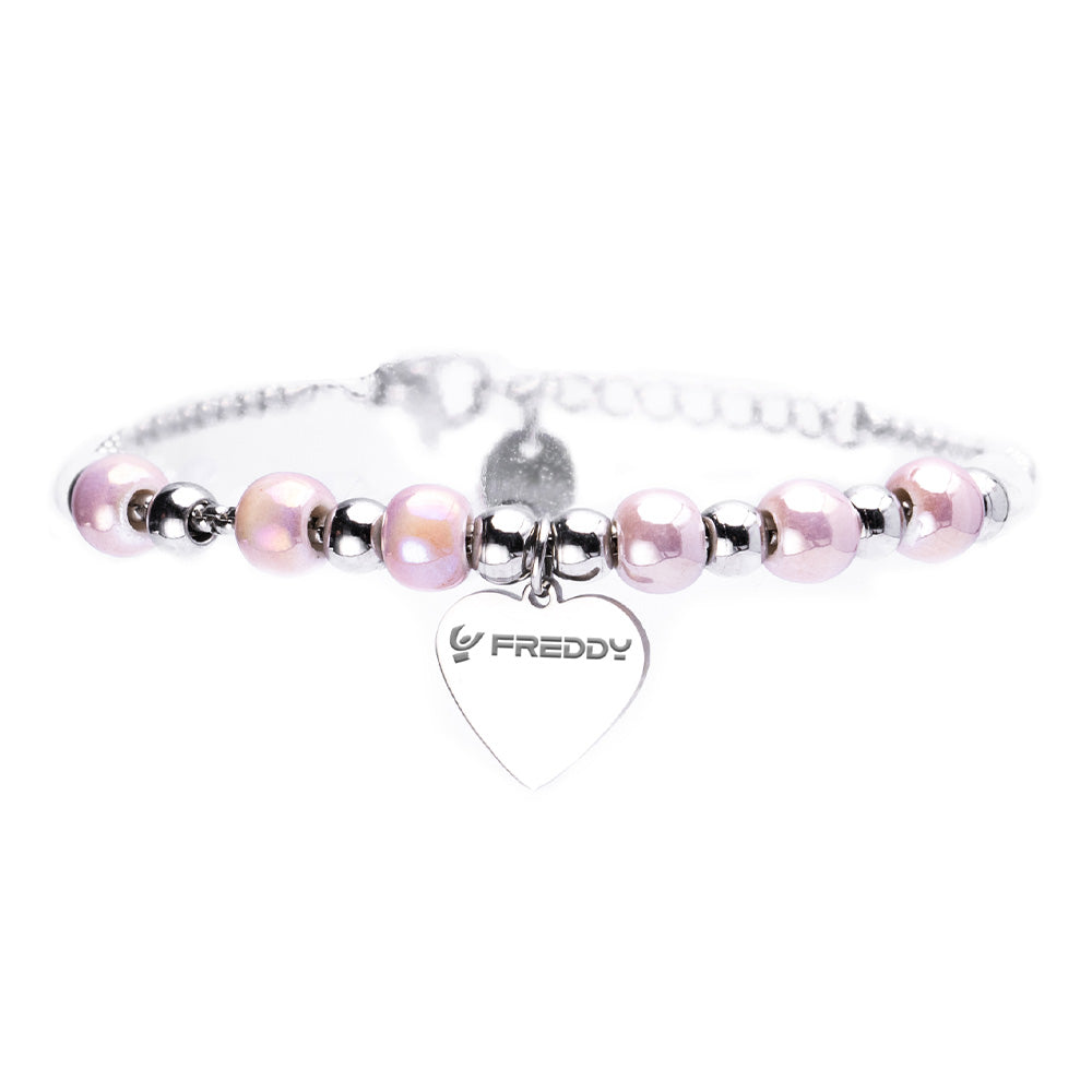 Bracciale con Perline Rosa e Cuore Silver - Bracciale
