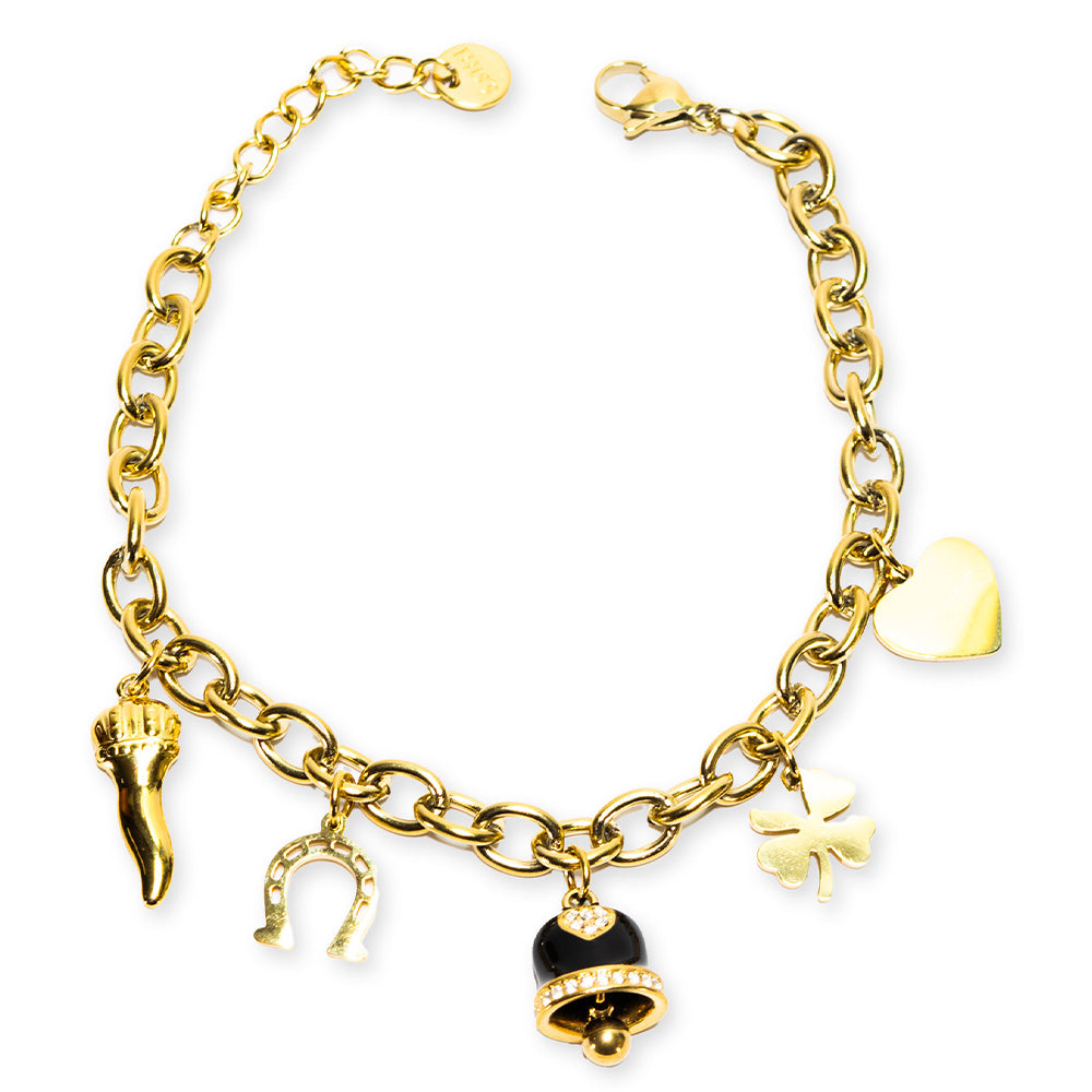 Bracciale Gold con Campana Nera e Charmes - Bracciale