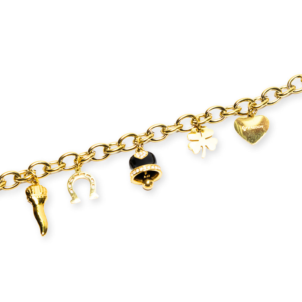 Bracciale Gold con Campana Nera e Charmes - Bracciale