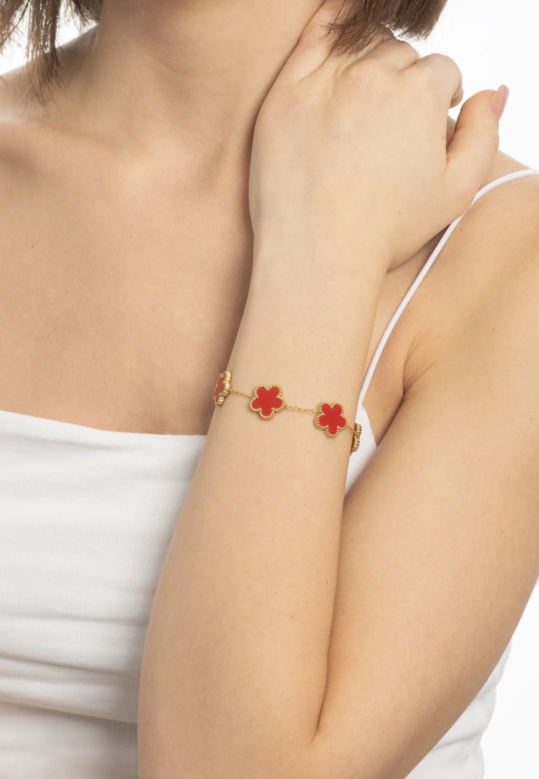 Bracciale Gold con Fiori Rossi