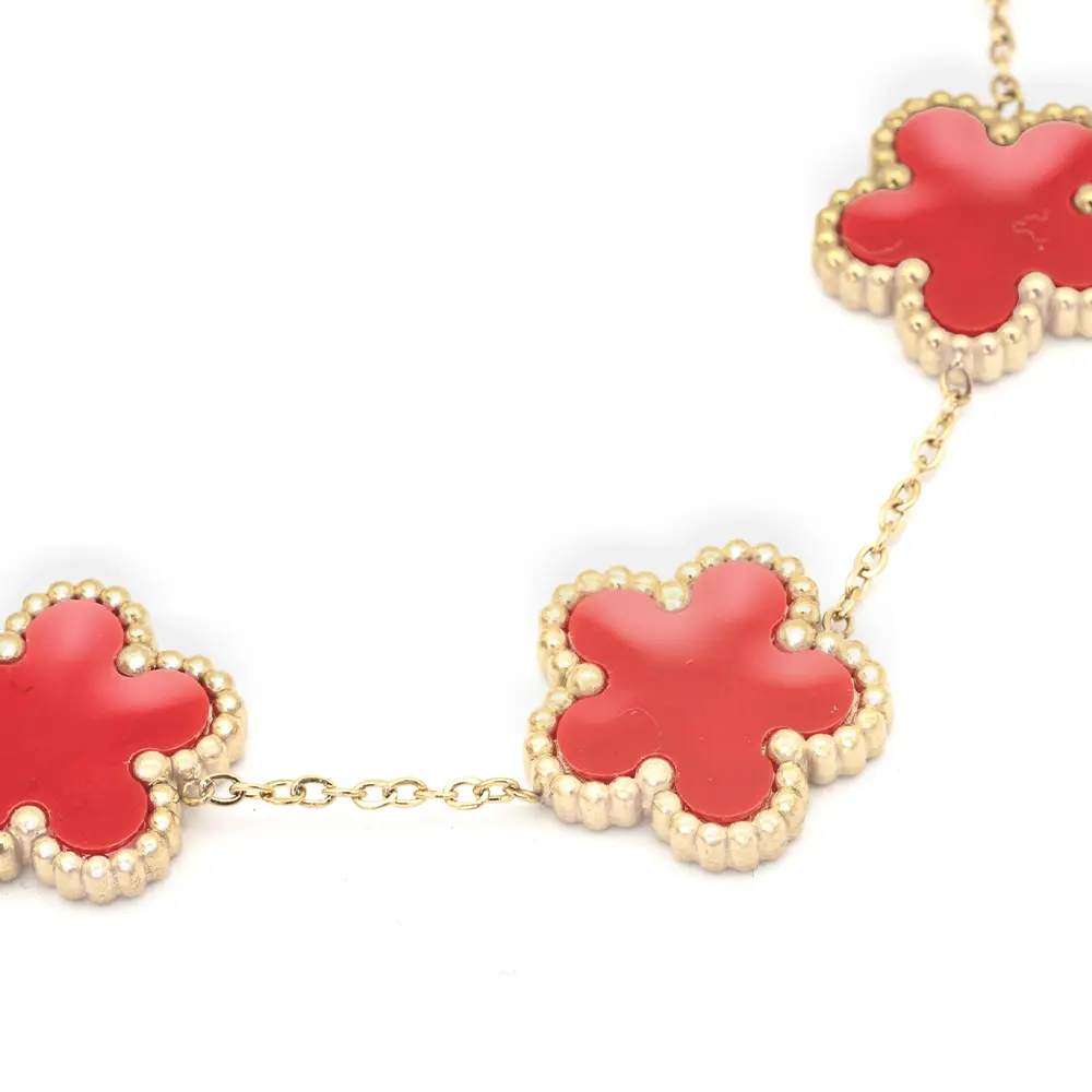 Bracciale Gold con Fiori Rossi