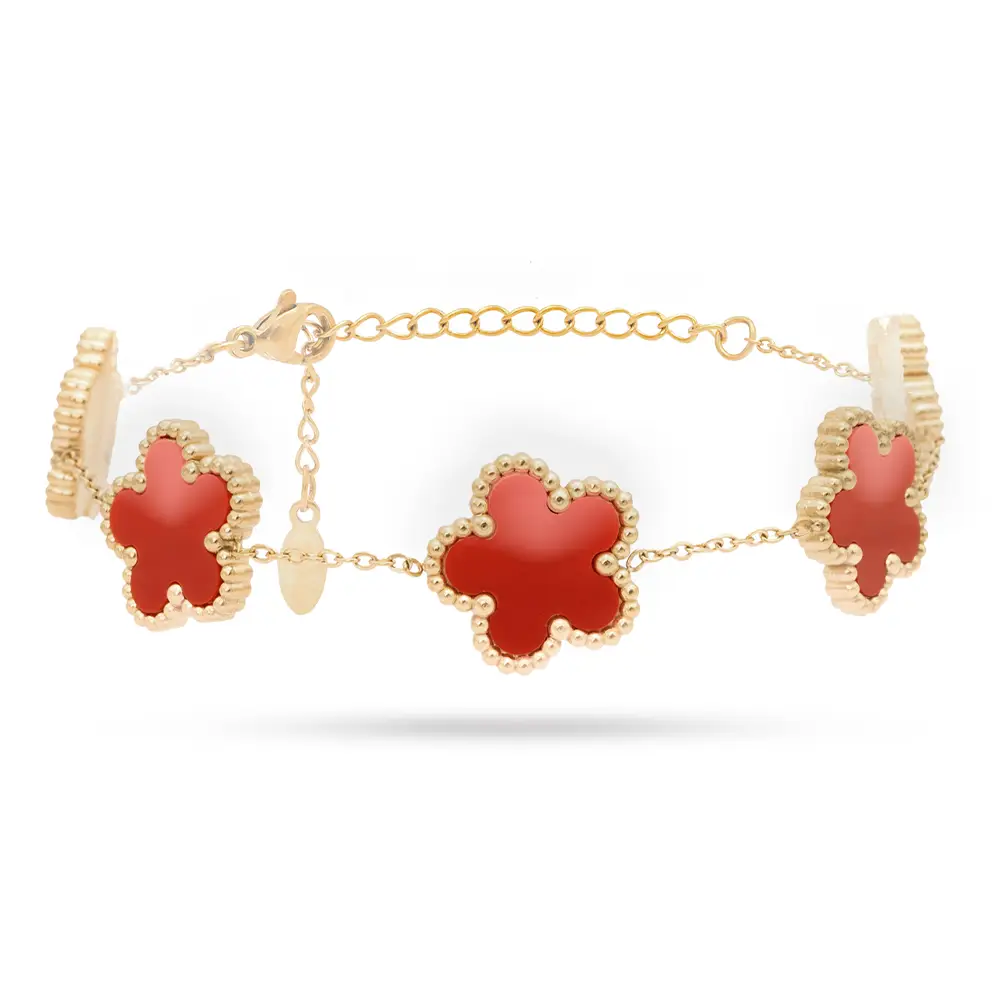 Bracciale Gold con Fiori Rossi