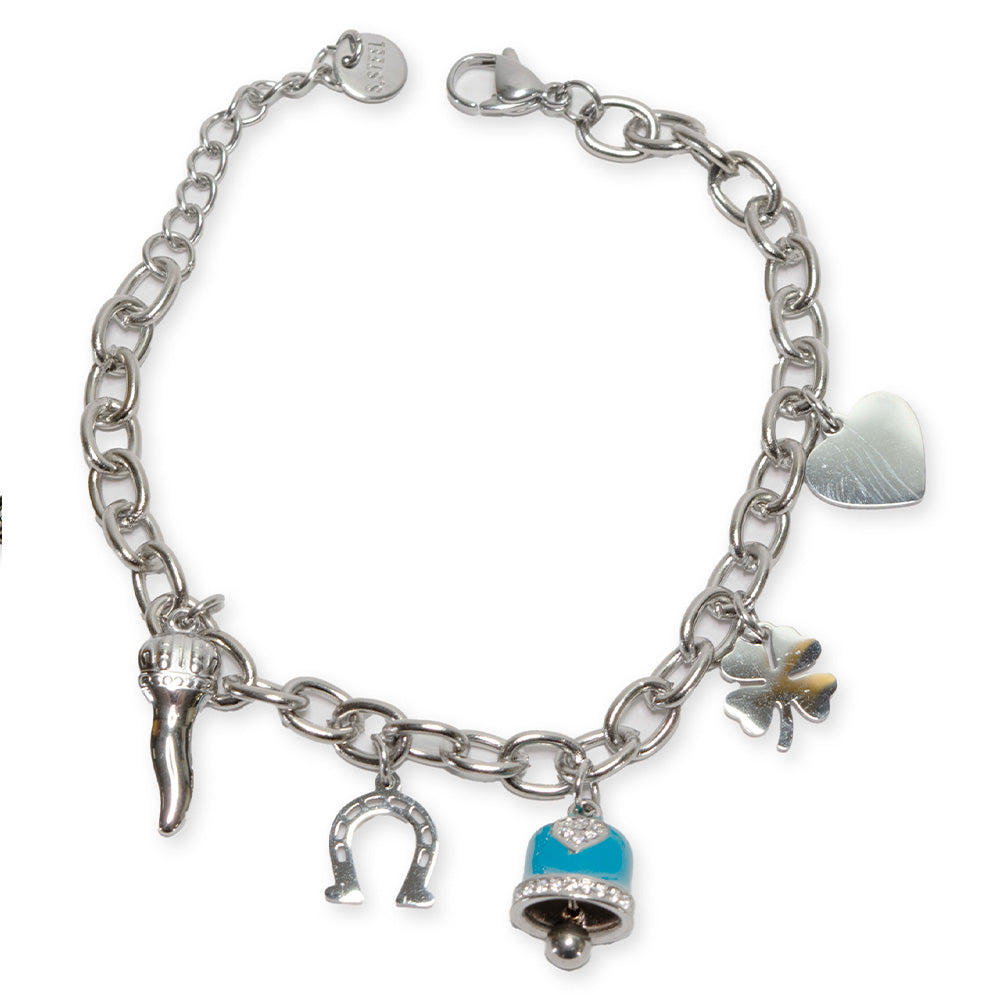 Bracciale Silver con Campana Azzurro e Charmes - Bracciale