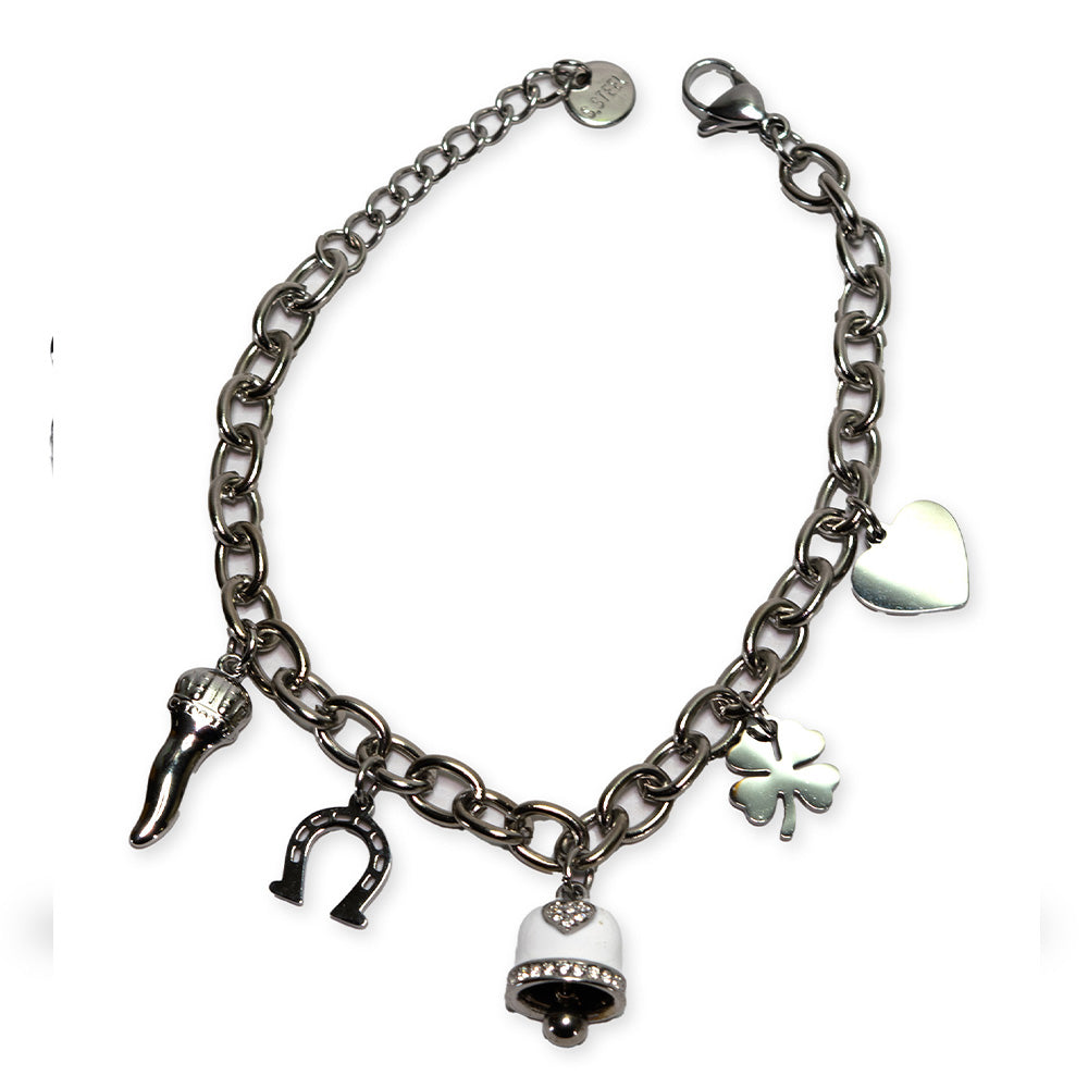 Bracciale Silver con Campana Bianca e Charmes - Bracciale
