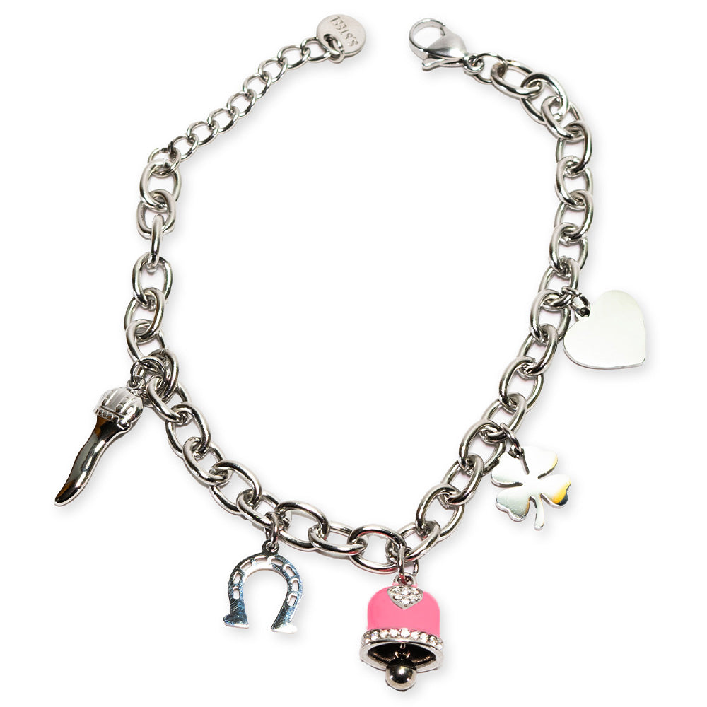 Bracciale Silver con Campana Fucsia e Charmes - Bracciale