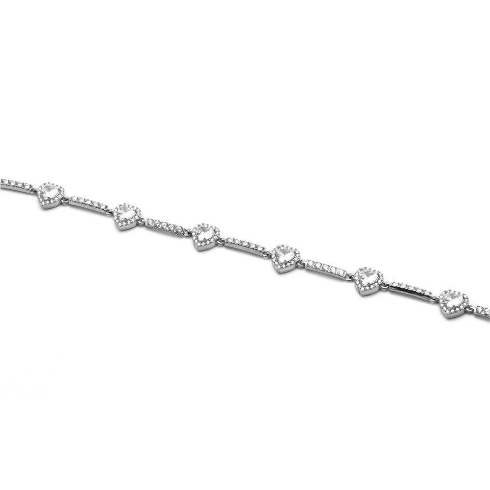 Bracciale Silver Cuori Incastonati e Gemme - Bracciale