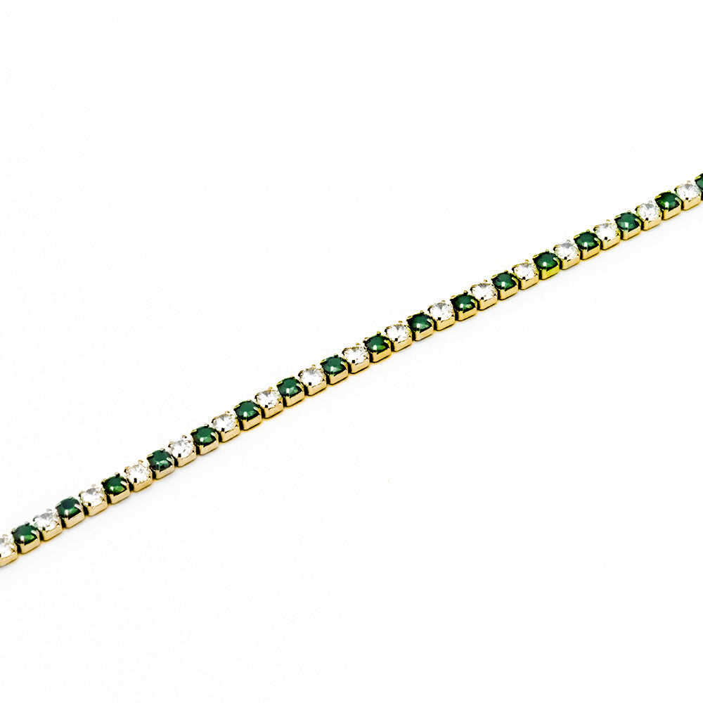 Bracciale Tennis Gold con Gemme e Pietre Verdi - 4 mm - Bracciale