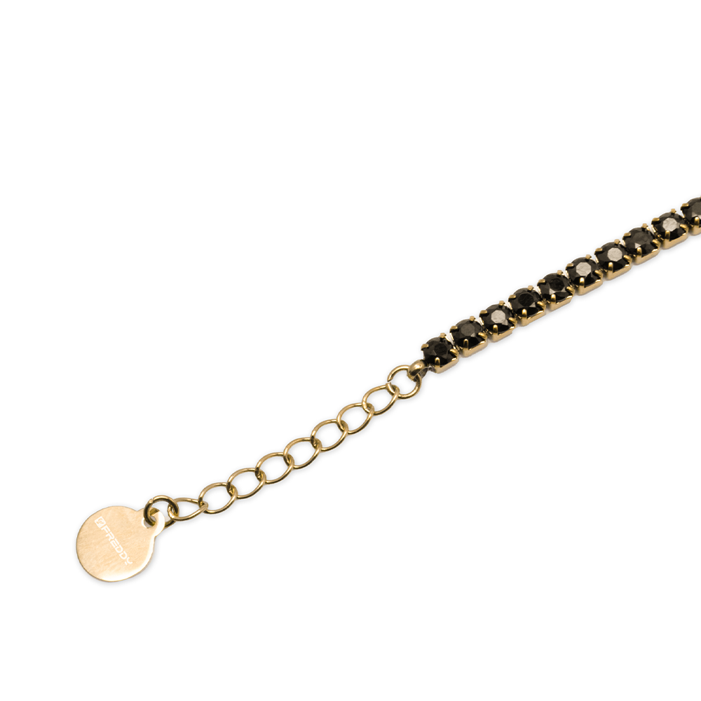 Bracciale Tennis Gold con Gemme Nere - 4 mm