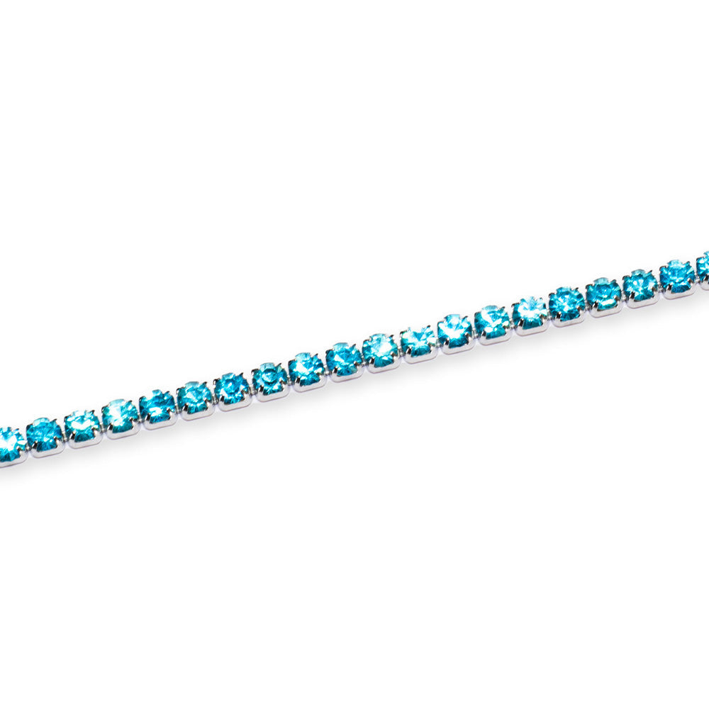 Bracciale Tennis Silver con Gemme Azzurre Box Clasp - 4 mm - Bracciale