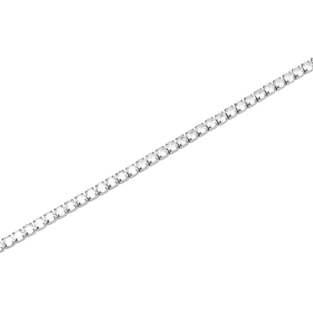Bracciale Tennis Silver con Gemme Bianche - 4 mm