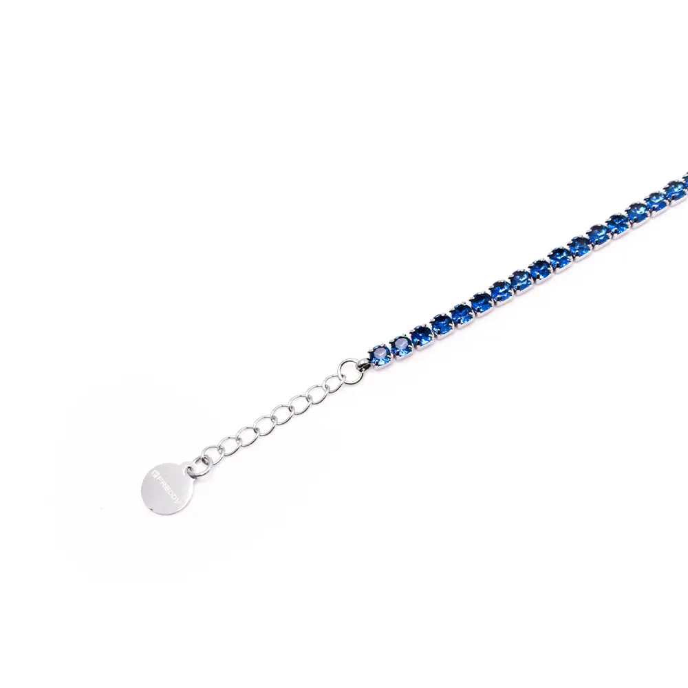 Bracciale Tennis Silver con Gemme Blu - 4 mm