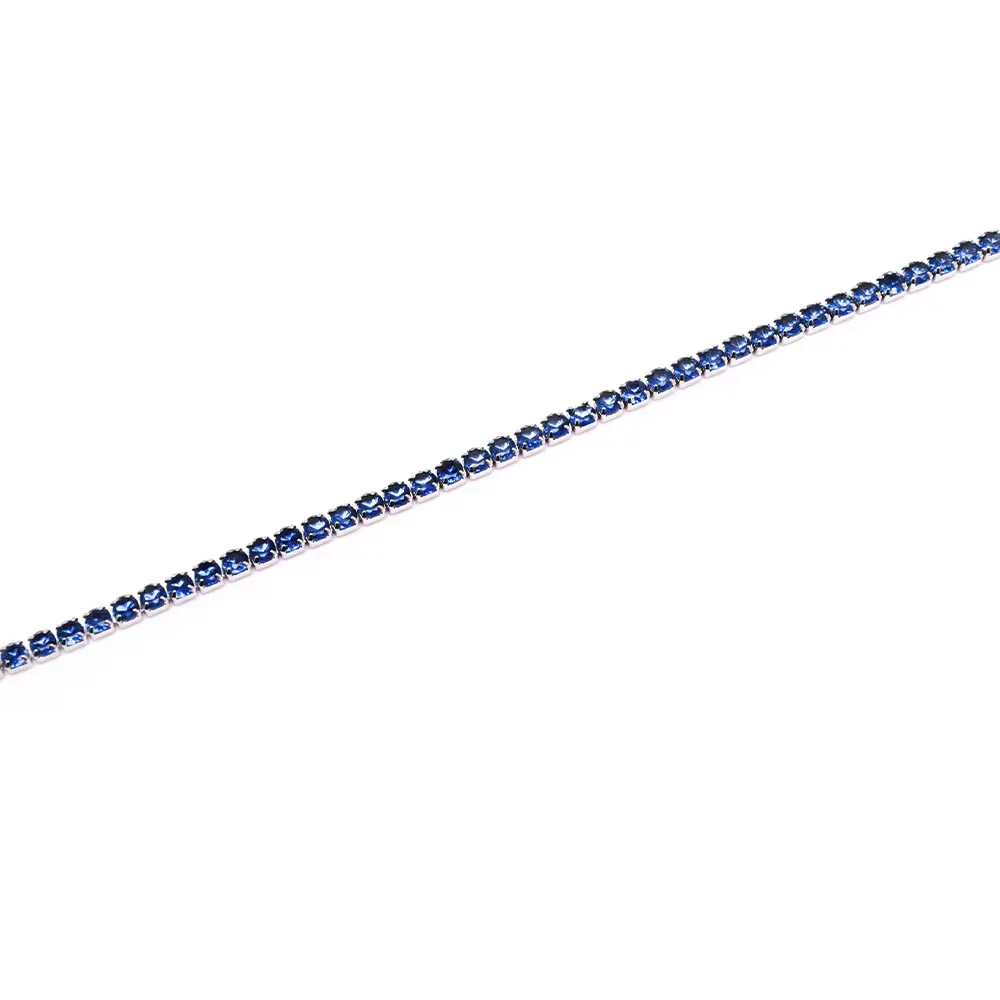 Bracciale Tennis Silver con Gemme Blu - 4 mm