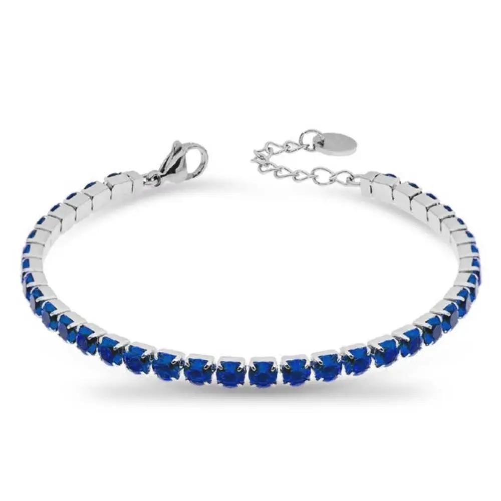 Bracciale Tennis Silver con Gemme Blu - 4 mm