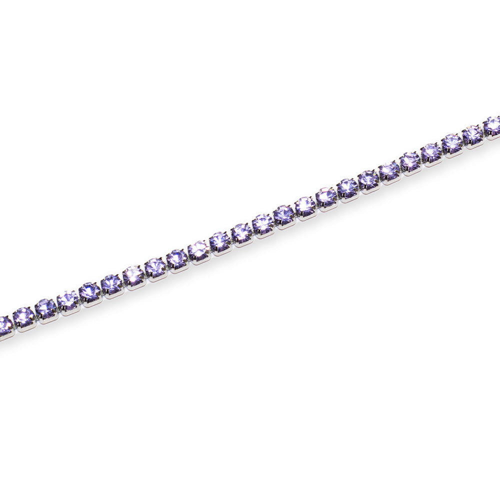 Bracciale Tennis Silver con Gemme Lilla - 4 mm - Bracciale