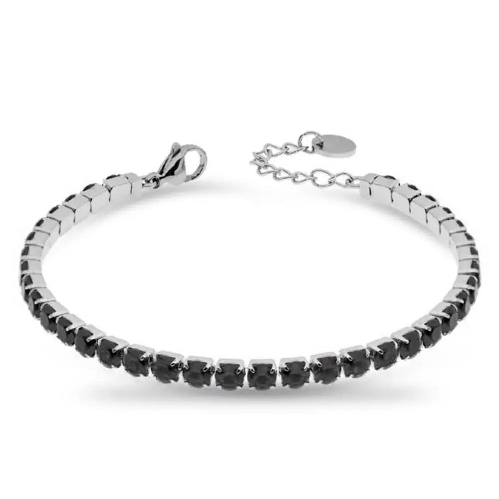 Bracciale Tennis Silver con Gemme Nere - 4 mm