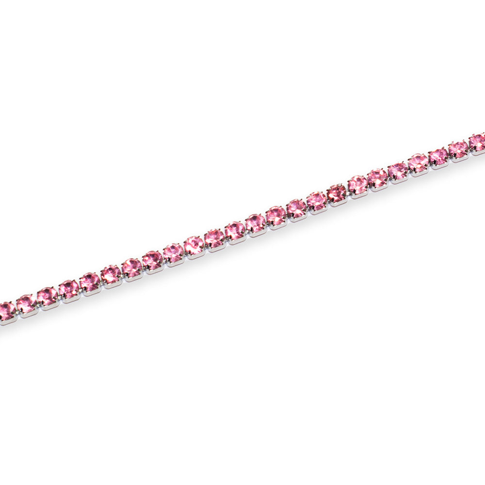 Bracciale Tennis Silver con Gemme Rosa Box Clasp - 4 mm - Bracciale