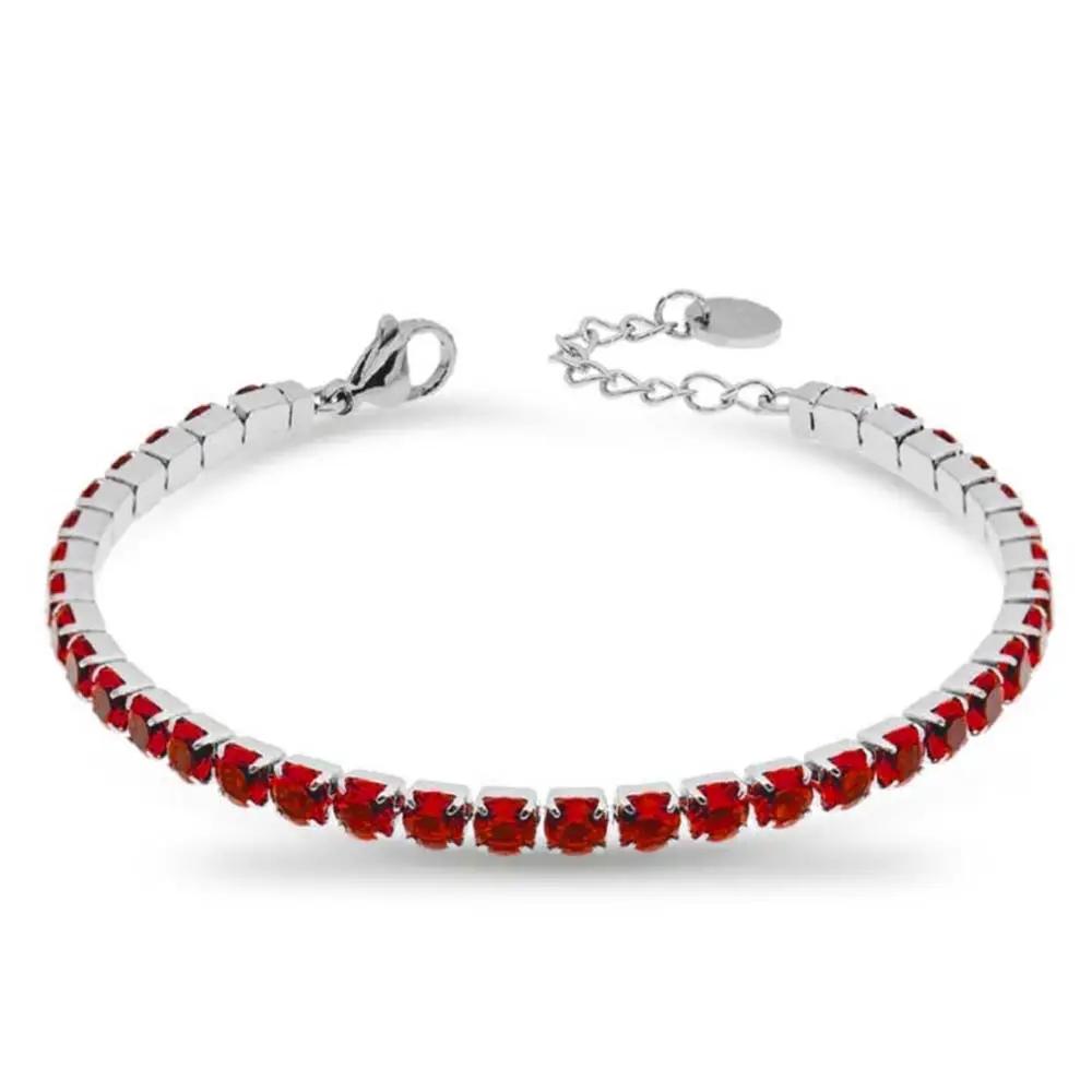 Bracciale Tennis Silver con Gemme Rosse - 4 mm