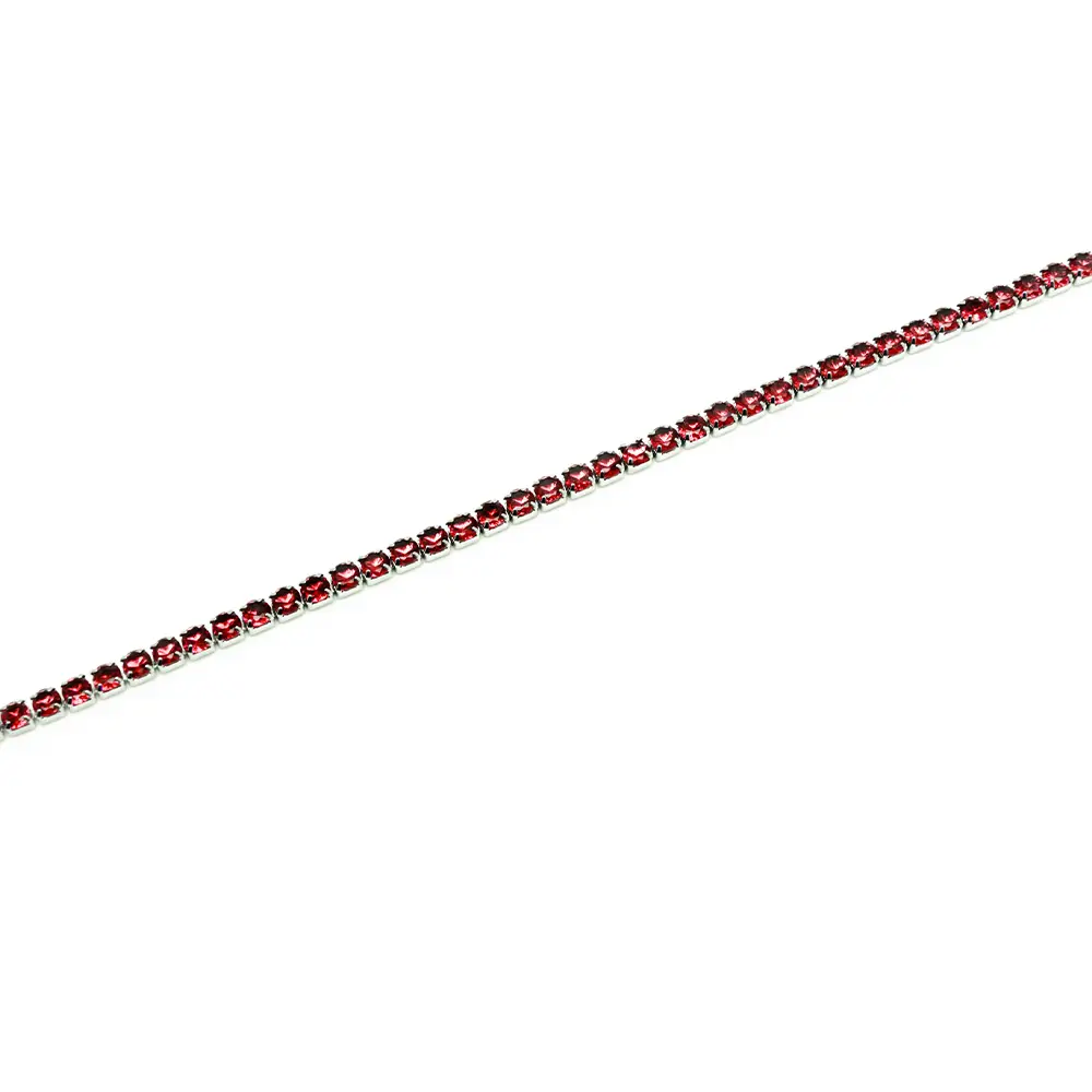 Bracciale Tennis Silver con Gemme Rosse - 4 mm