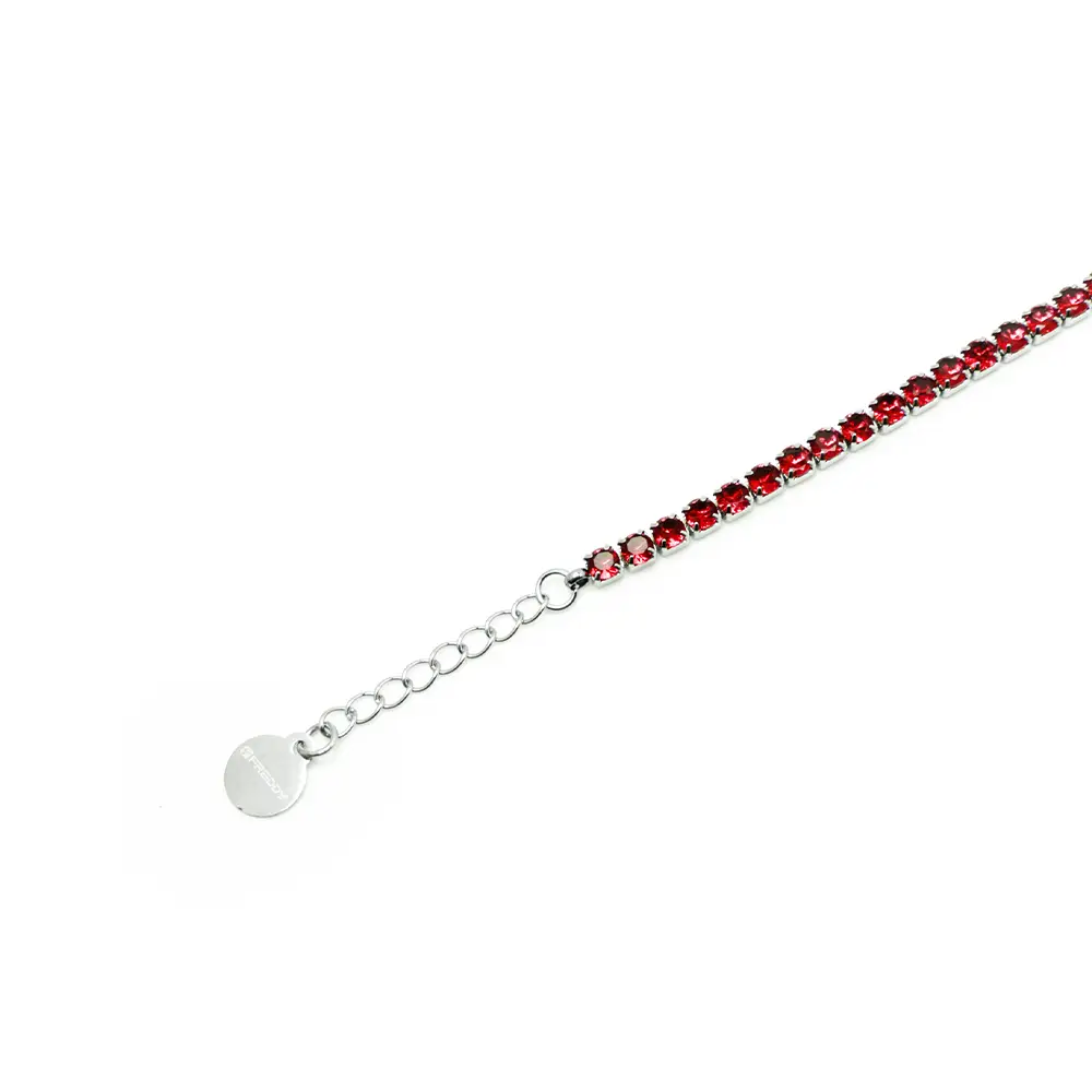 Bracciale Tennis Silver con Gemme Rosse - 4 mm
