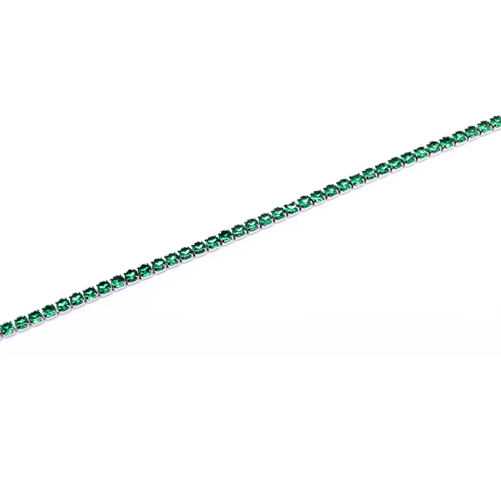 Bracciale Tennis Silver con Gemme Verdi - 4 mm