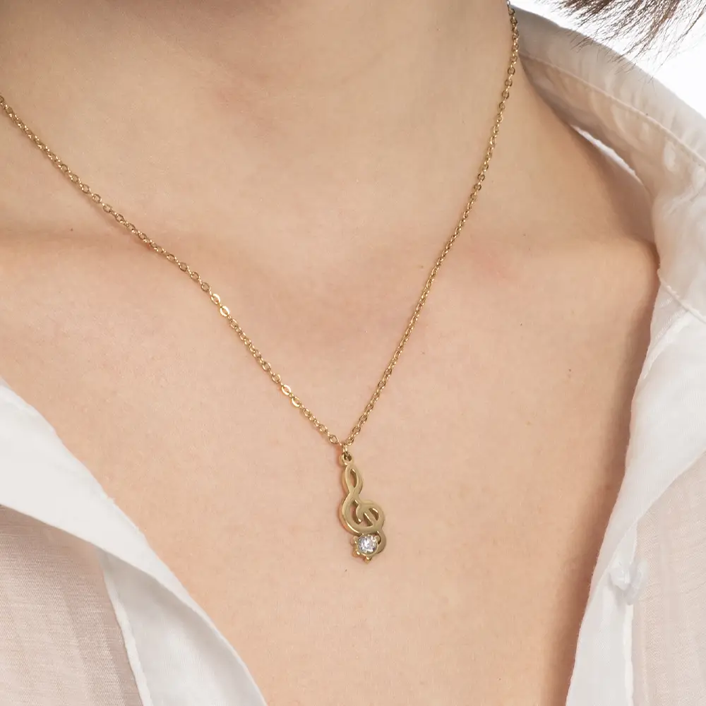 Collana Chiave di Violino Gold con Gemma