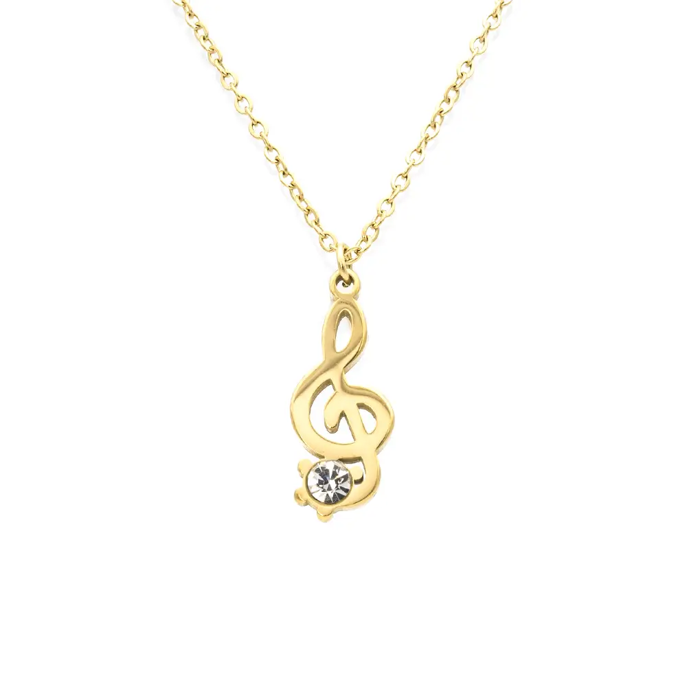 Collana Chiave di Violino Gold con Gemma