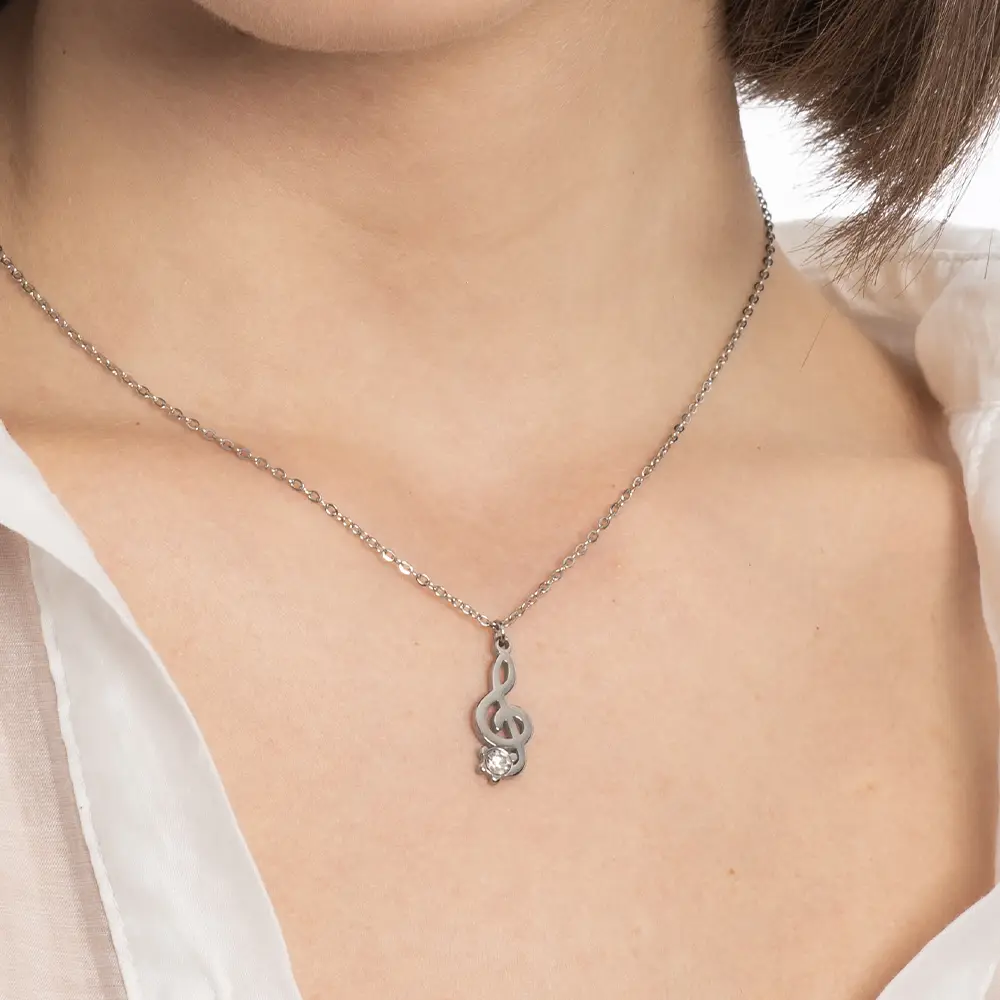 Collana Chiave di Violino Silver con Gemma
