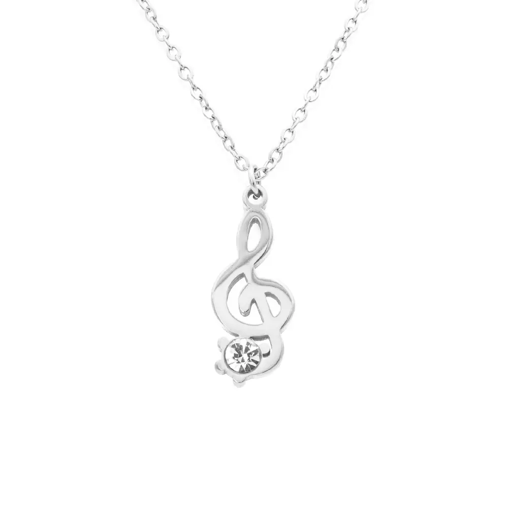 Collana Chiave di Violino Silver con Gemma