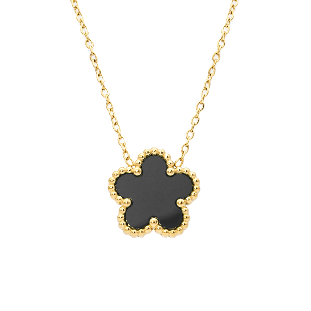 Collana in Lana Verde e Grigia con Grande Fiore, Bijou Artigianale