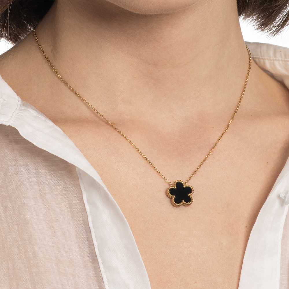 Collana Fiore Nero Gold