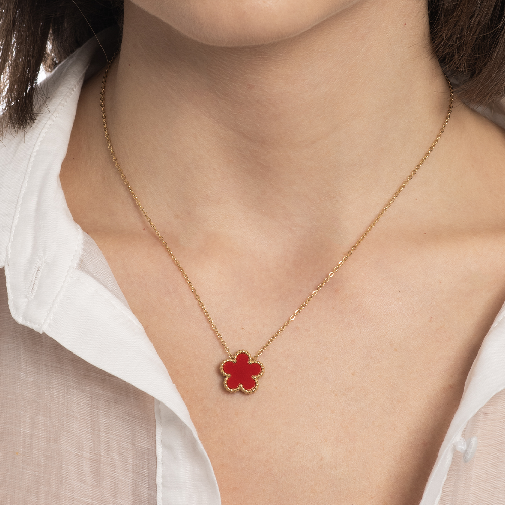 Collana Fiore Rosso Gold