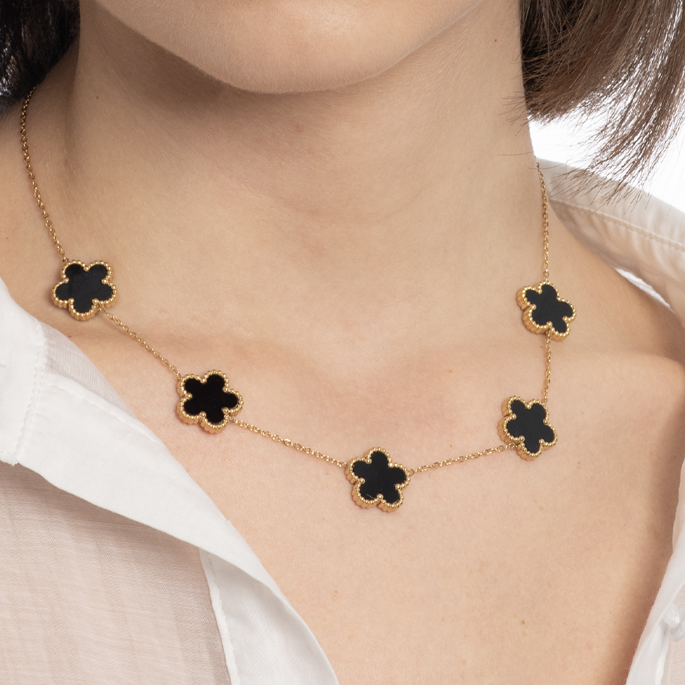 Collana Fiori Neri Gold