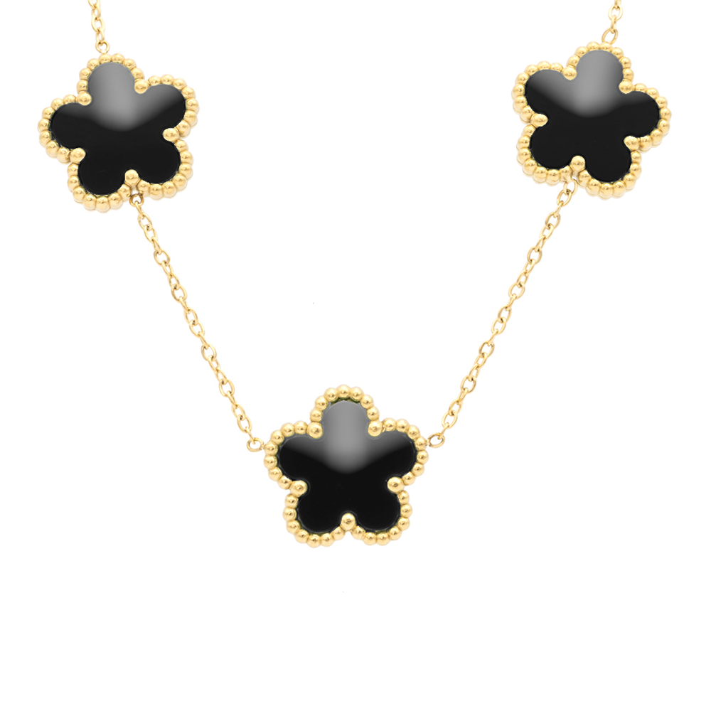 Collana Fiori Neri Gold