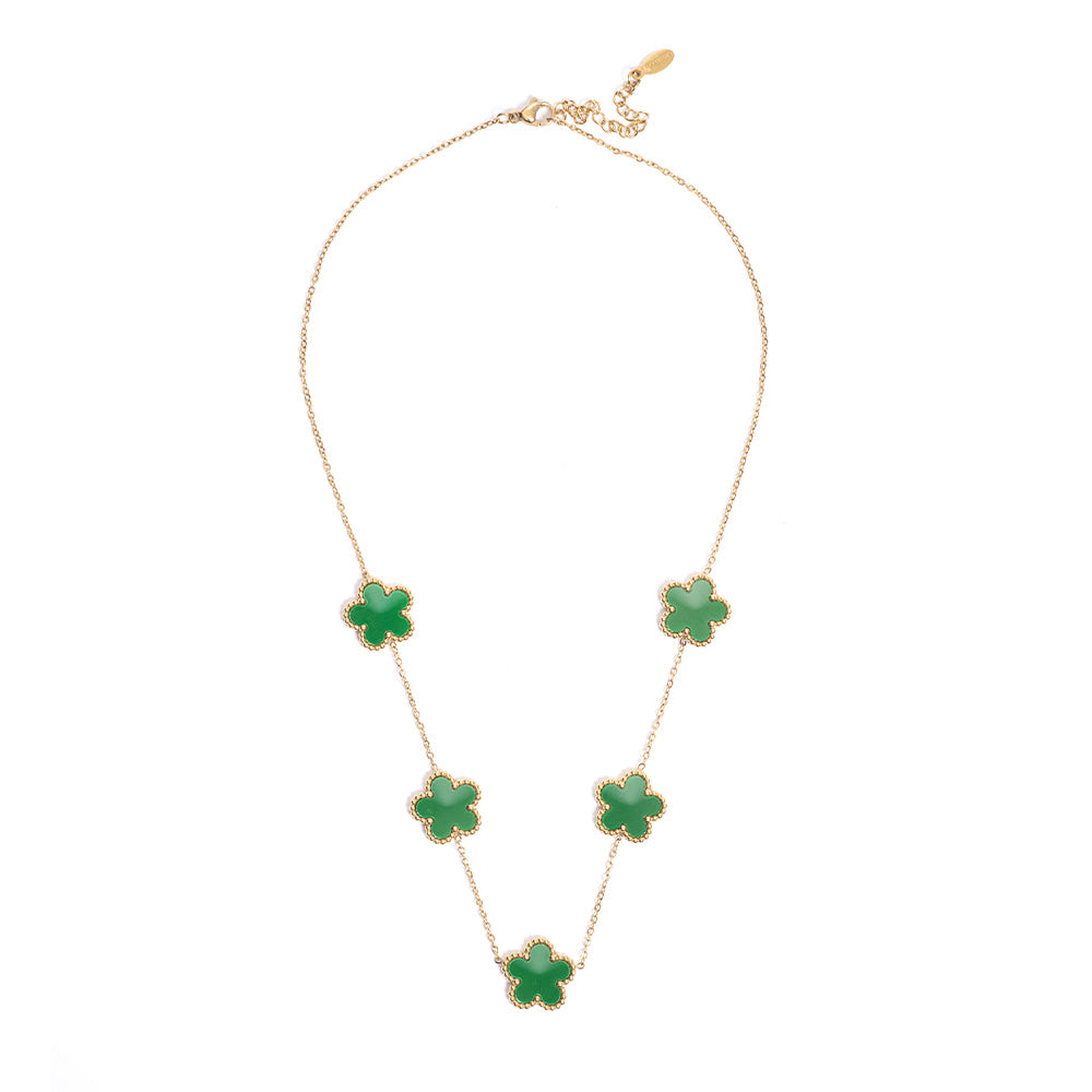 Collana Fiori Verdi Gold Small