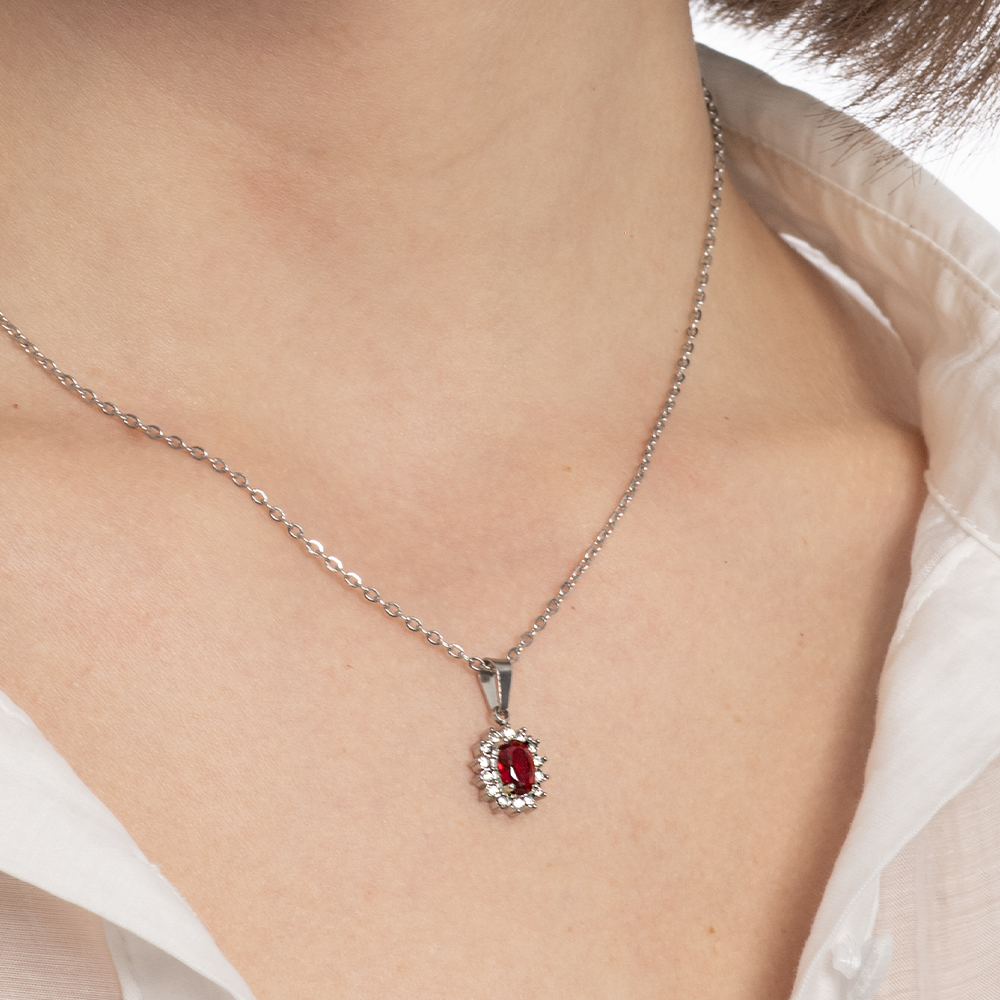 Collana Gemma Rossa Silver