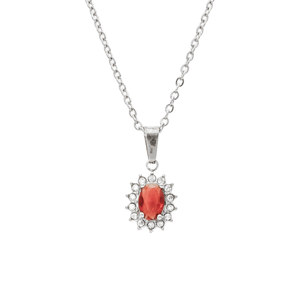 Collana Gemma Rossa Silver
