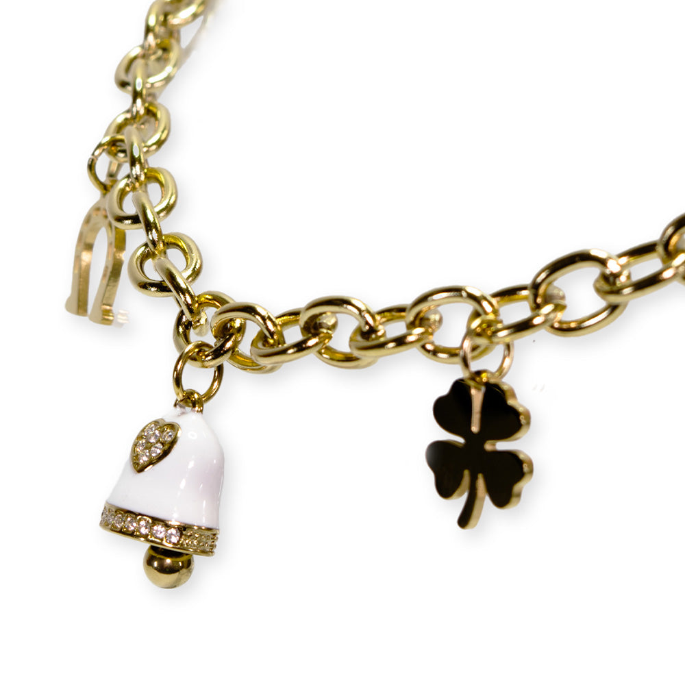 Collana Gold Campana Bianca e Charmes - collana