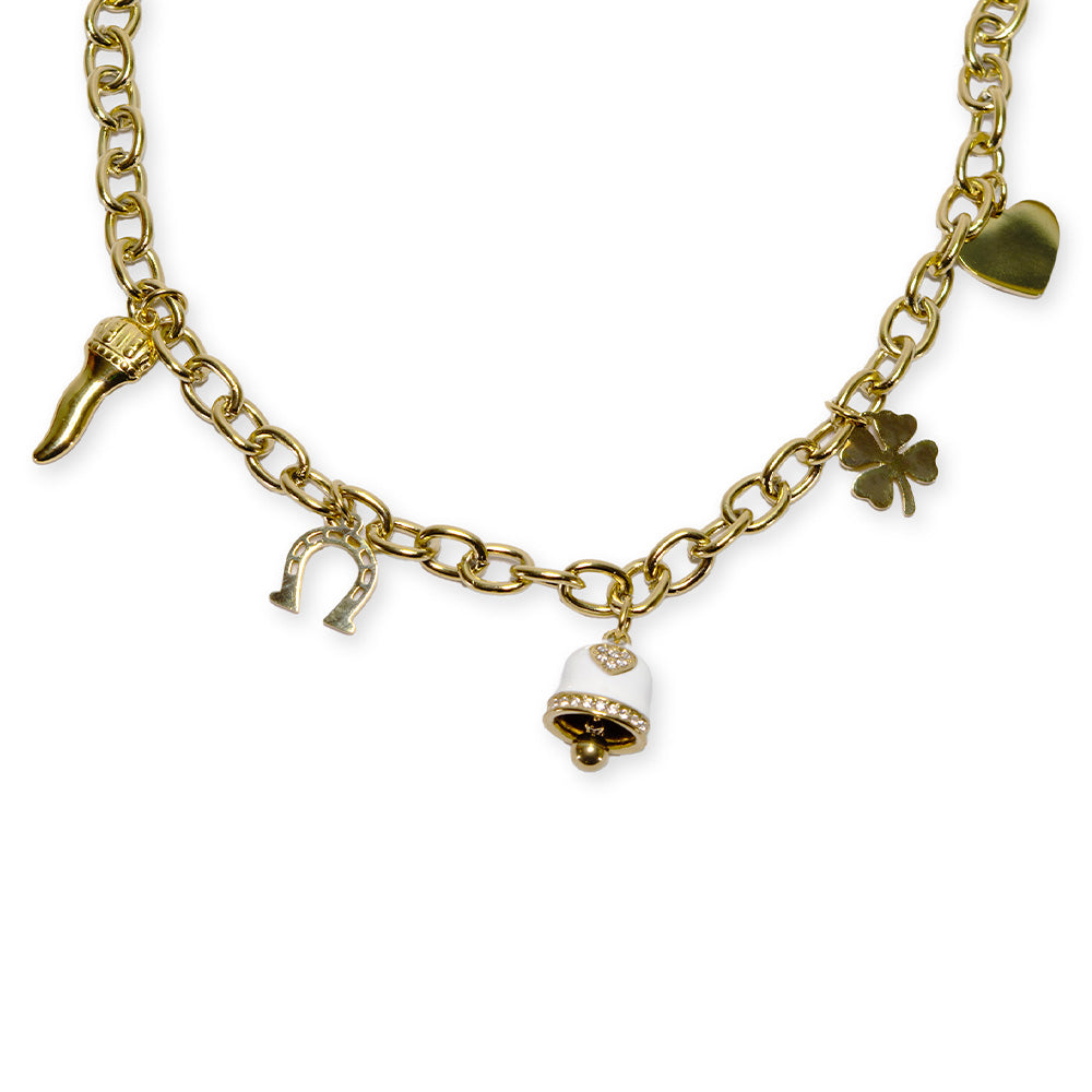 Collana Gold Campana Bianca e Charmes - collana