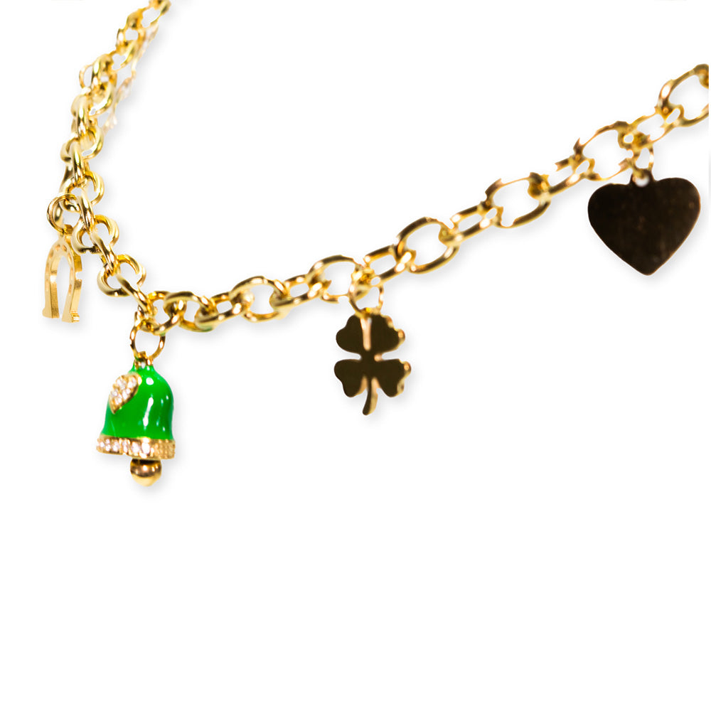 Collana Gold Campana Verde e Charmes - collana
