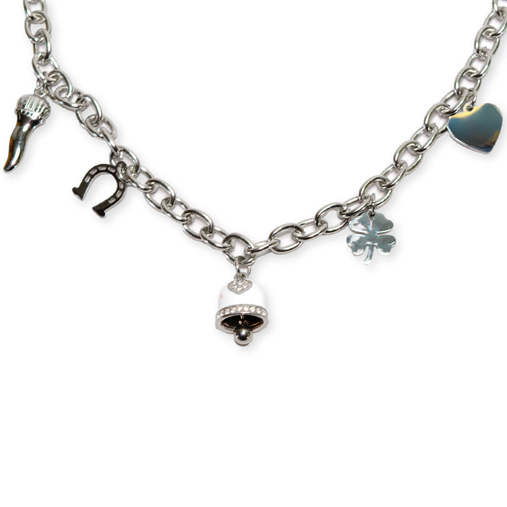 Collana Silver Campana Bianca e Charmes - collana