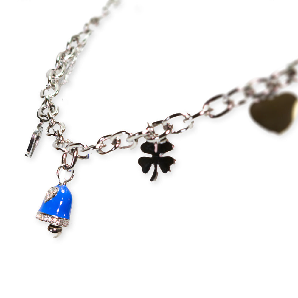 Collana Silver Campana Blu e Charmes - collana