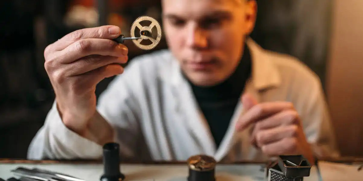 Ingranaggio dell'orologio dorato.